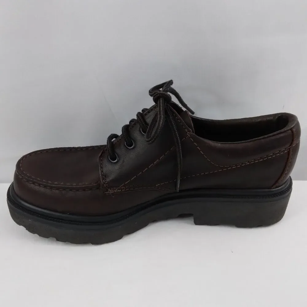 Eastland Brown Leather Loafers Moc Toe Vibram Chunky Sole Y2K 90s Women's 8M